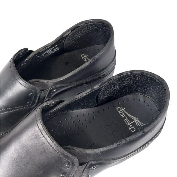 DANSKO! BLACK GENUINE LEATHER DESIGN ULTIMATE POSTURE/COMFORT CLOGS! SZ 7.5M - Picture 11 of 12